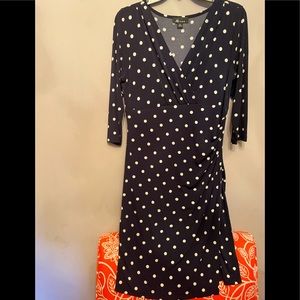 Classic blue and white polka dot dress